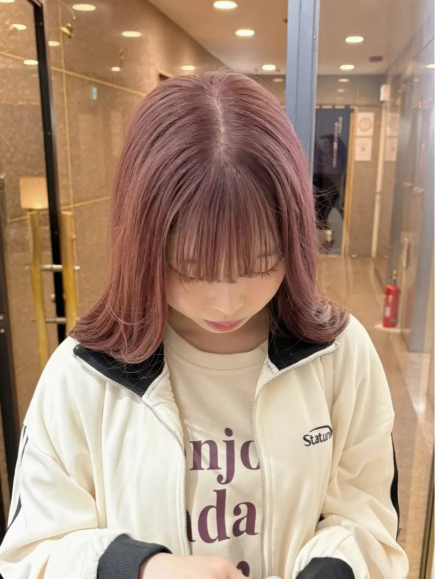 ロング カラー ブリーチ ピンクカラー カット ヘアカラー RINO/似合わせ /女性専用𖧷のヘアスタイル