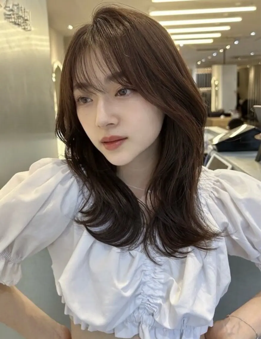 セミロング ヘアカラー トリートメント 縮毛矯正/艶感カラー /韓国/💗ホノカのヘアスタイル