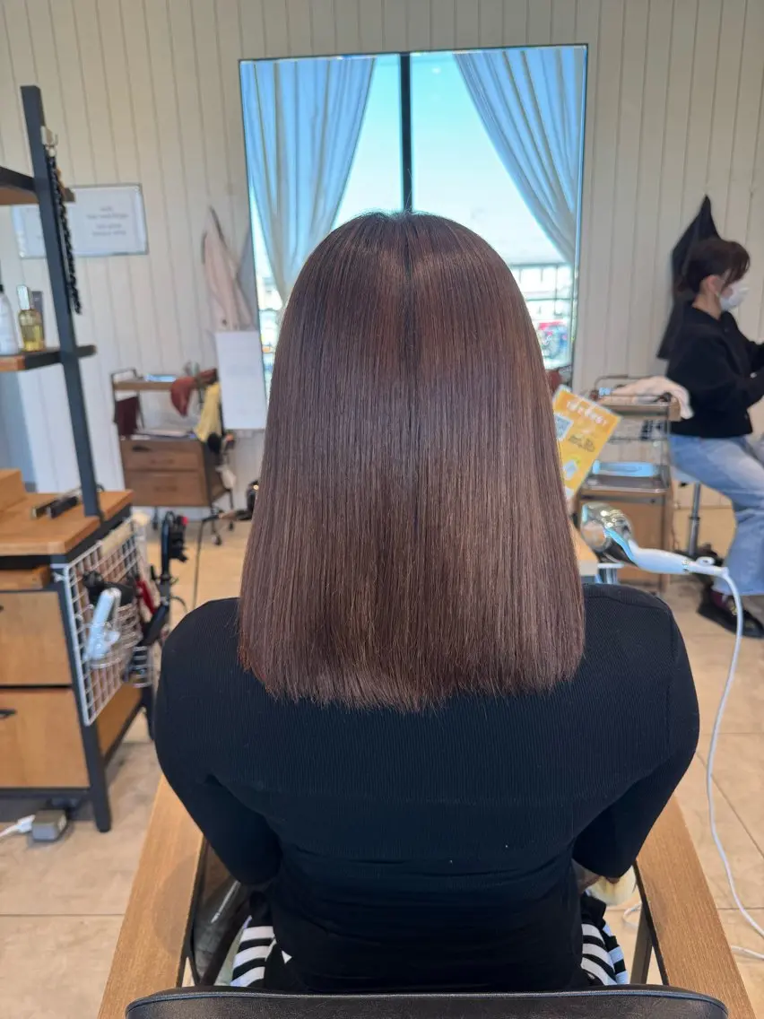 セミロング カラー メンズストレート⭐️ 髪質改善カラー⭐️のヘアスタイル