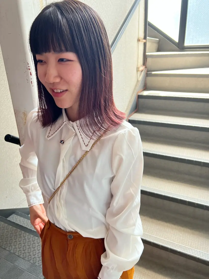 ミディアム カラー グラデーションカラー ピンクカラー ワイドバング カラーパティシエ facce🌼ikoのヘアスタイル