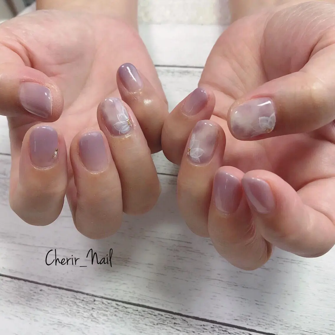 ネイル アートネイル フラワーネイル グラデーション 大理石ネイル(マーブル) ニュアンスネイル Cherirnail kaoriのネイルデザイン