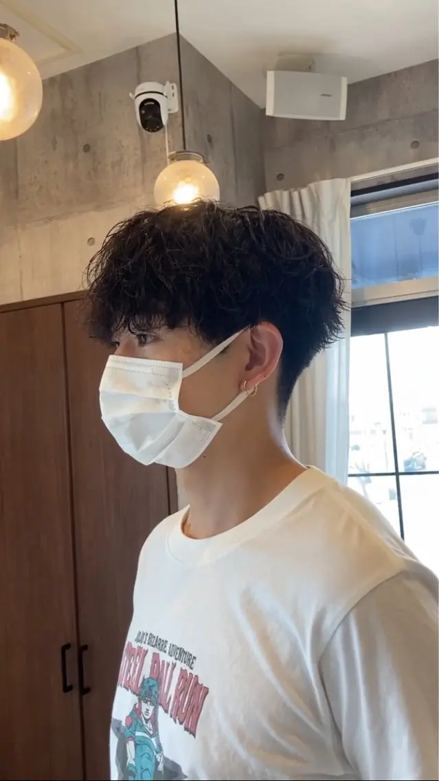 ミディアム パーマ メンズ ミディアムパーマ マッシュ メンズパーマ カット パーマ ハマノ ミユのヘアスタイル