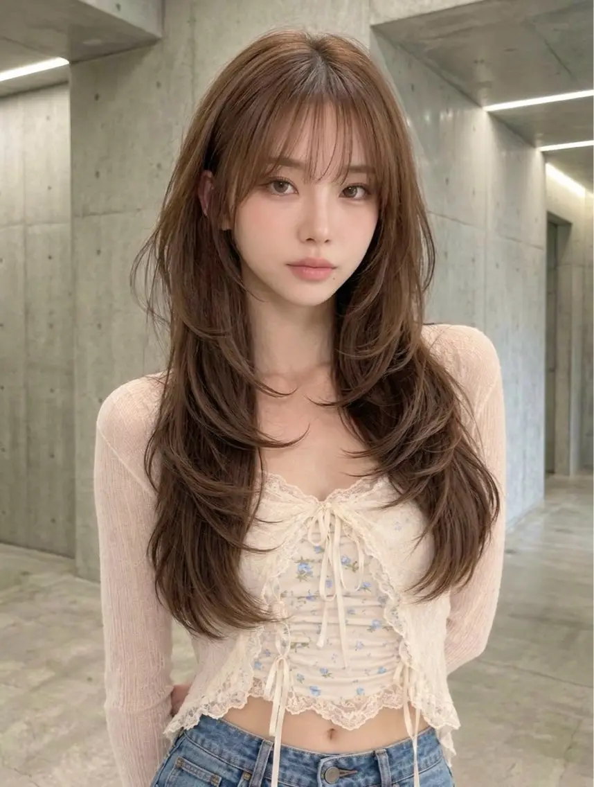 ロング カラー ヘアアレンジ カット ヘアカラー トリートメント ヘッドスパ ヘアセット 韓国レイヤー/ 顔周り💕田中将吾のヘアスタイル