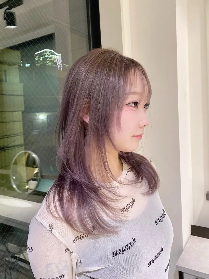 セミロング ヘアカラー ミルクティー/韓国ヘ アHaruka🎀のヘアスタイル