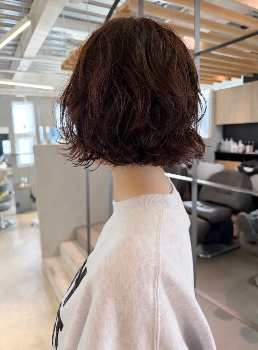 ミディアム パーマ ミディアムパーマ ボブ カット パーマ 切りっぱなしボブ/ パーマ須藤優真のヘアスタイル