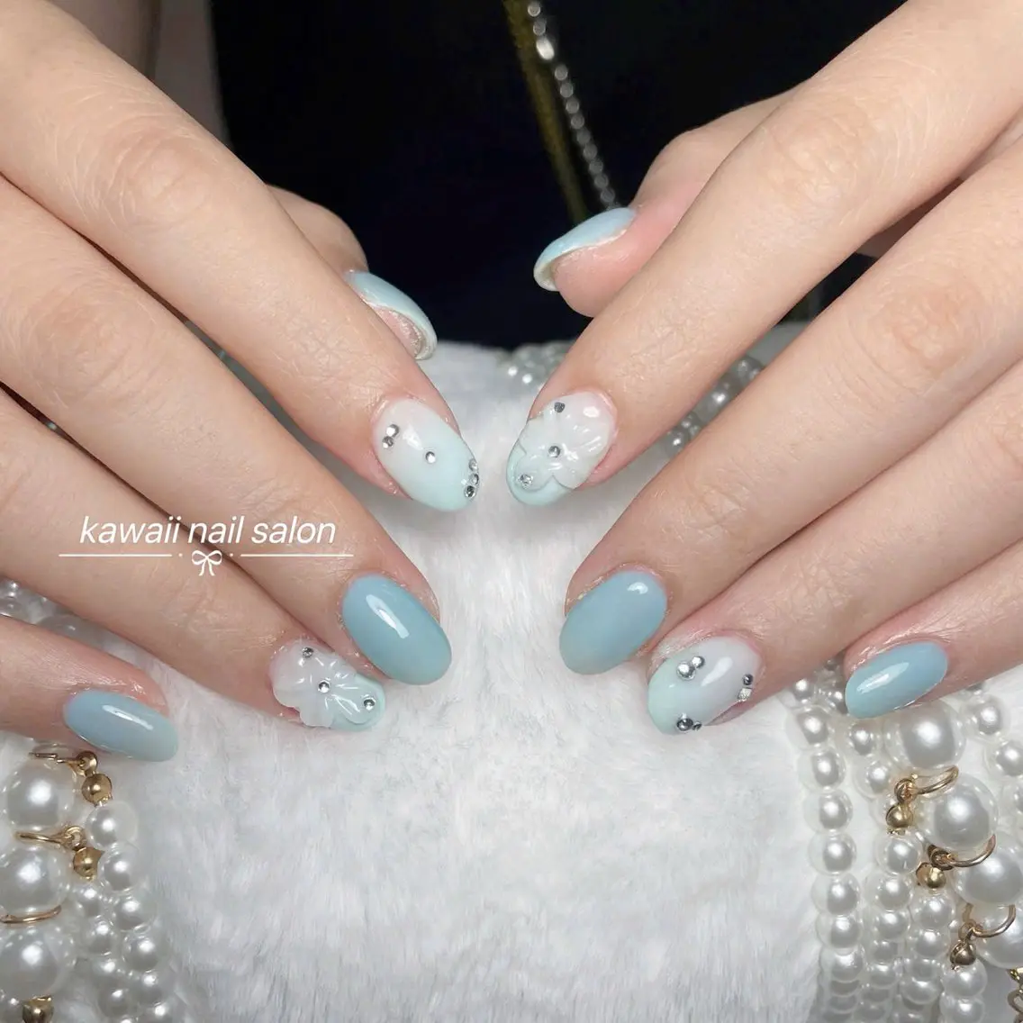 ネイル 長さ出し フレンチネイル ジェルネイル 韓国ネイル マグネットネイル Kawaii _Nailのネイルデザイン
