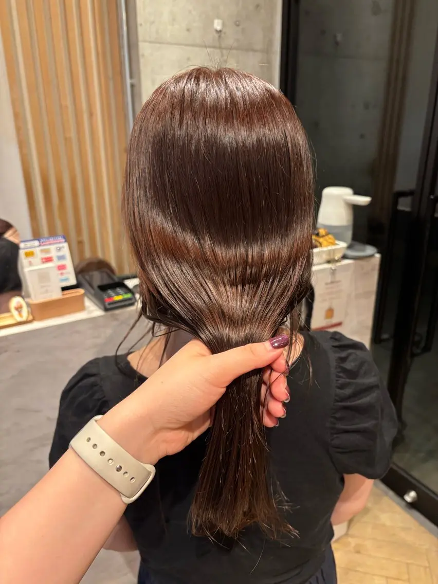 セミロング ヘアカラー トリートメント 透明感カラー🤎/ ツヤカラー/さくらのヘアスタイル