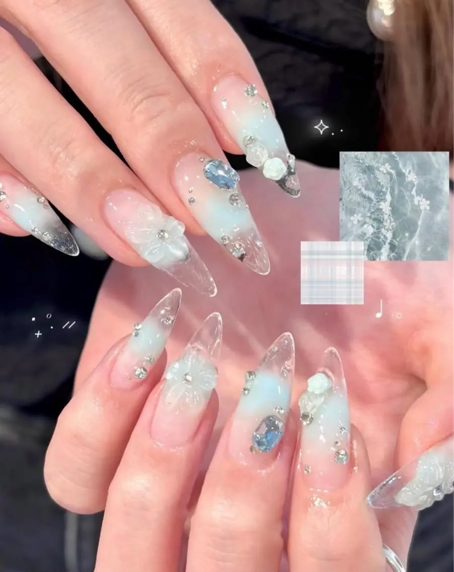 ネイル アートネイル クリアネイル 長さ出し フラッシュネイル ジェルネイル ハンドネイル Yuri.nail studioのネイルデザイン