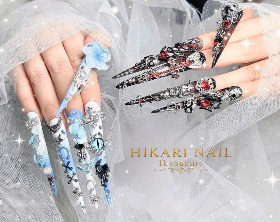 ネイル チークネイル 長さ出し フレンチネイル ガーリー ハロウィン ハンドネイル HikariNail Ikebukuroのネイルデザイン