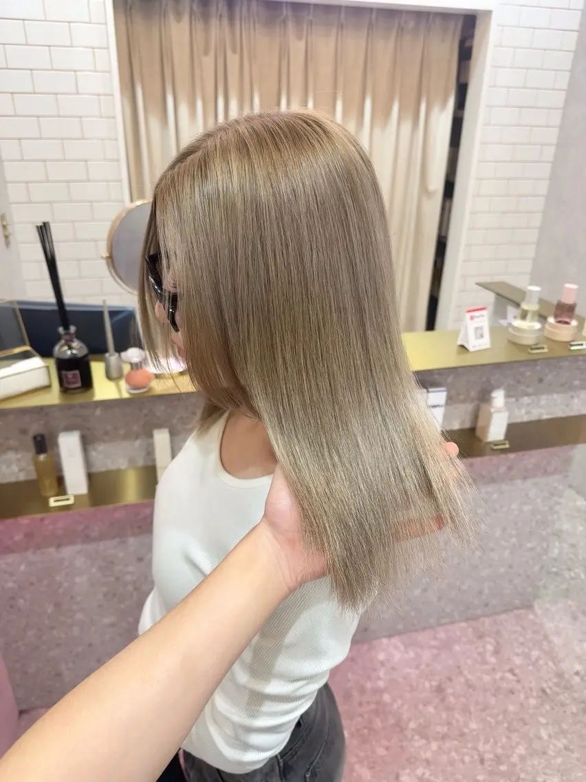ミディアム カラー ヘアアレンジ ヘアカラー トリートメント 天神/ブリーチ/ ブリーチなしカラーのヘアスタイル