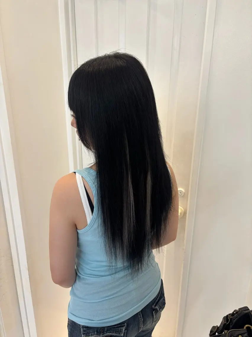 ロング カラー シールエクステ ブルーカラー デザインカラー ダブルカラー ラベンダーカラー ヘアカラー エクステ レイヤー sala 推しカラー職人🎀のヘアスタイル