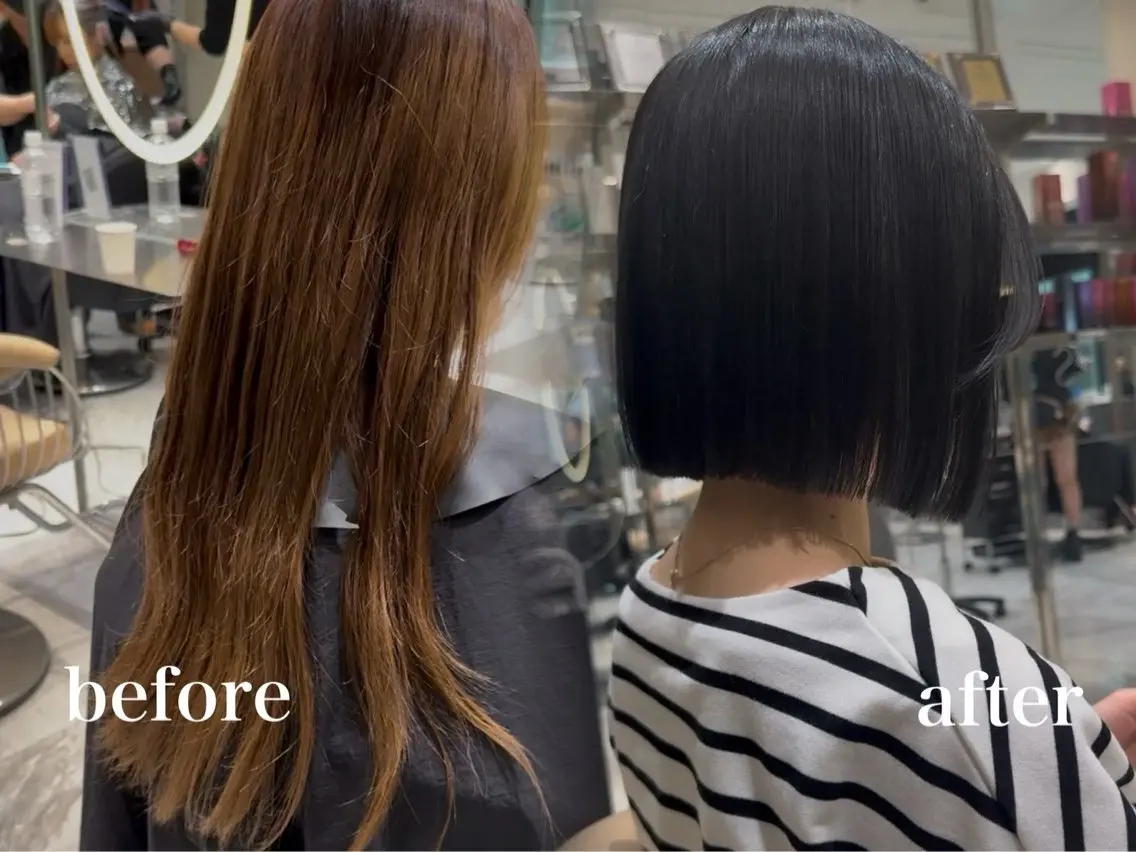 ミディアム カラー カット ヘアカラー トリートメント Lond roseのヘアスタイル