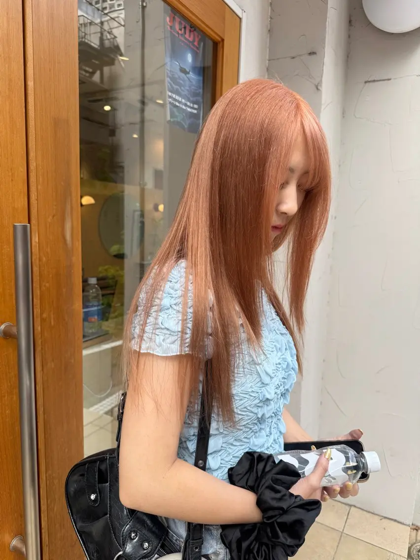 ロング カラー ベージュカラー ブリーチ オレンジ オレンジベージュ ヘアカラー トリートメント yuuka /渋谷/ベージュのヘアスタイル
