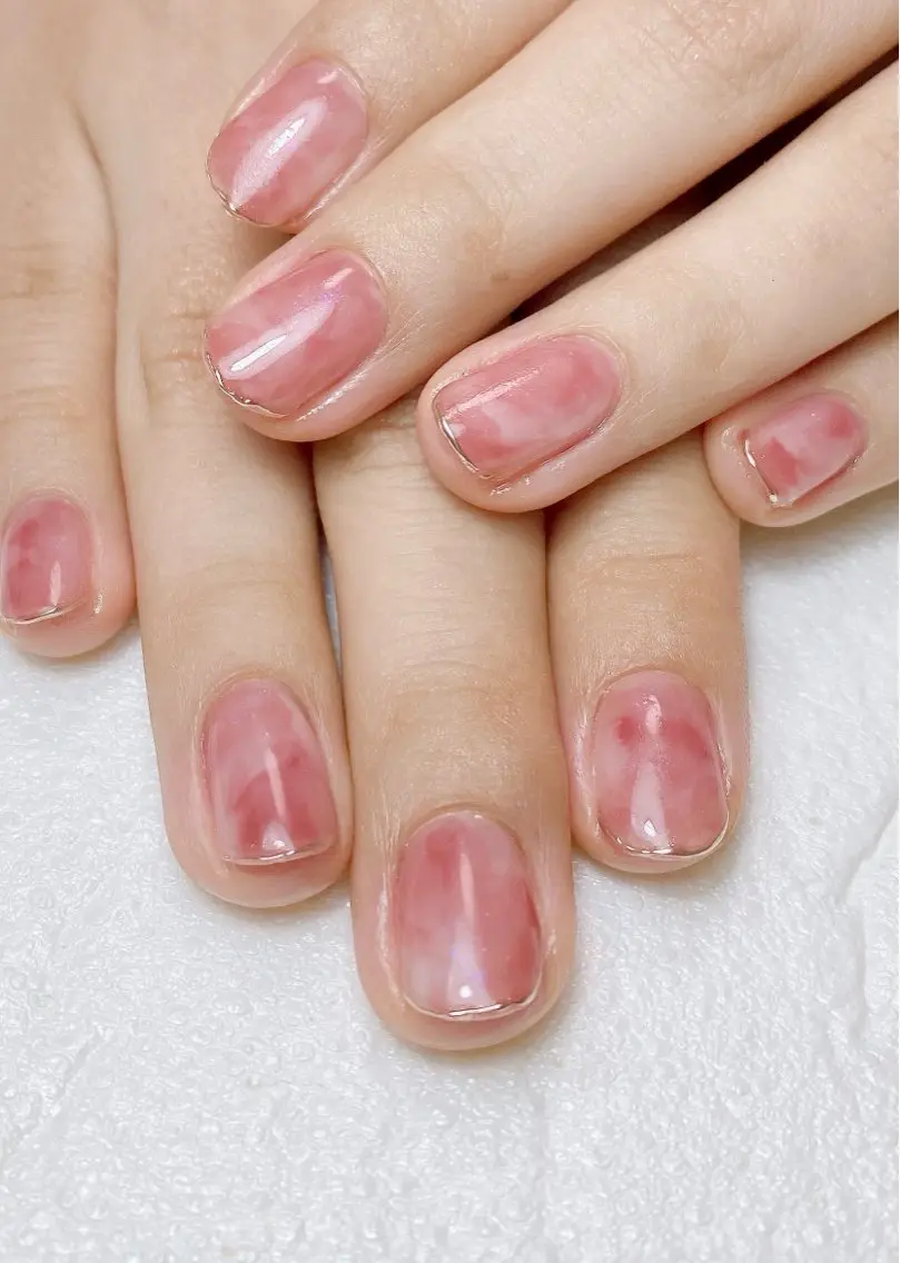 ネイル オーロラネイル フレンチネイル ミラーネイル 持ち込み ニュアンスネイル Nail Salon K 🧸美爪育成のネイルデザイン