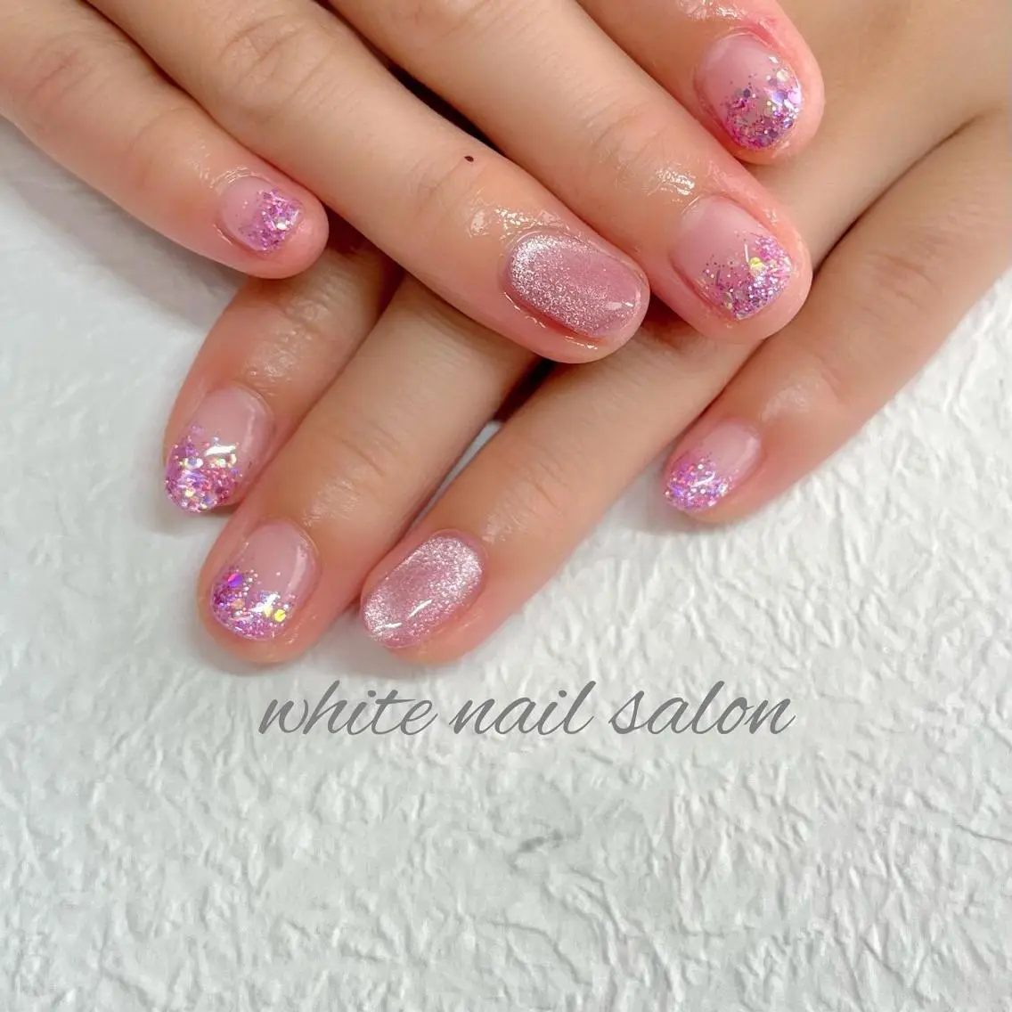 ネイル ジェルネイル ハードジェル ラメ(グリッター) 持ち込み ソフトジェル ハンドネイル white nail salonのネイルデザイン