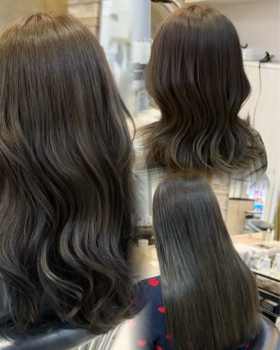 セミロング カラー ベージュカラー 透明感カラー グレージュ オリーブベージュ オリーブカラー カット ヘアカラー トリートメント 透明感カラー/ くびれヘア/館岡俊平のヘアスタイル