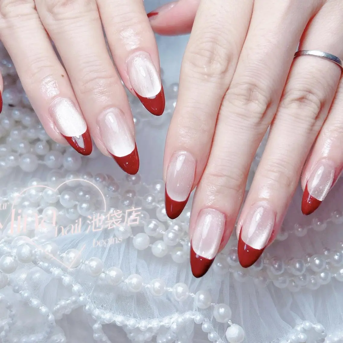 🎀🎀【チップ長さだし】フレンチ🧚🏻‍♀️(ベースあり)🎀🎀の写真