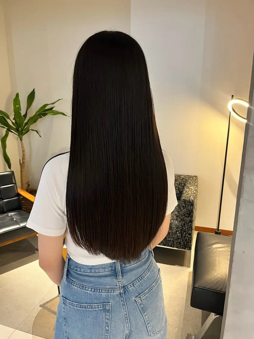ロング 髪質改善 カット 縮毛矯正 顔周りレイヤー 髪質改善 / AYUのヘアスタイル