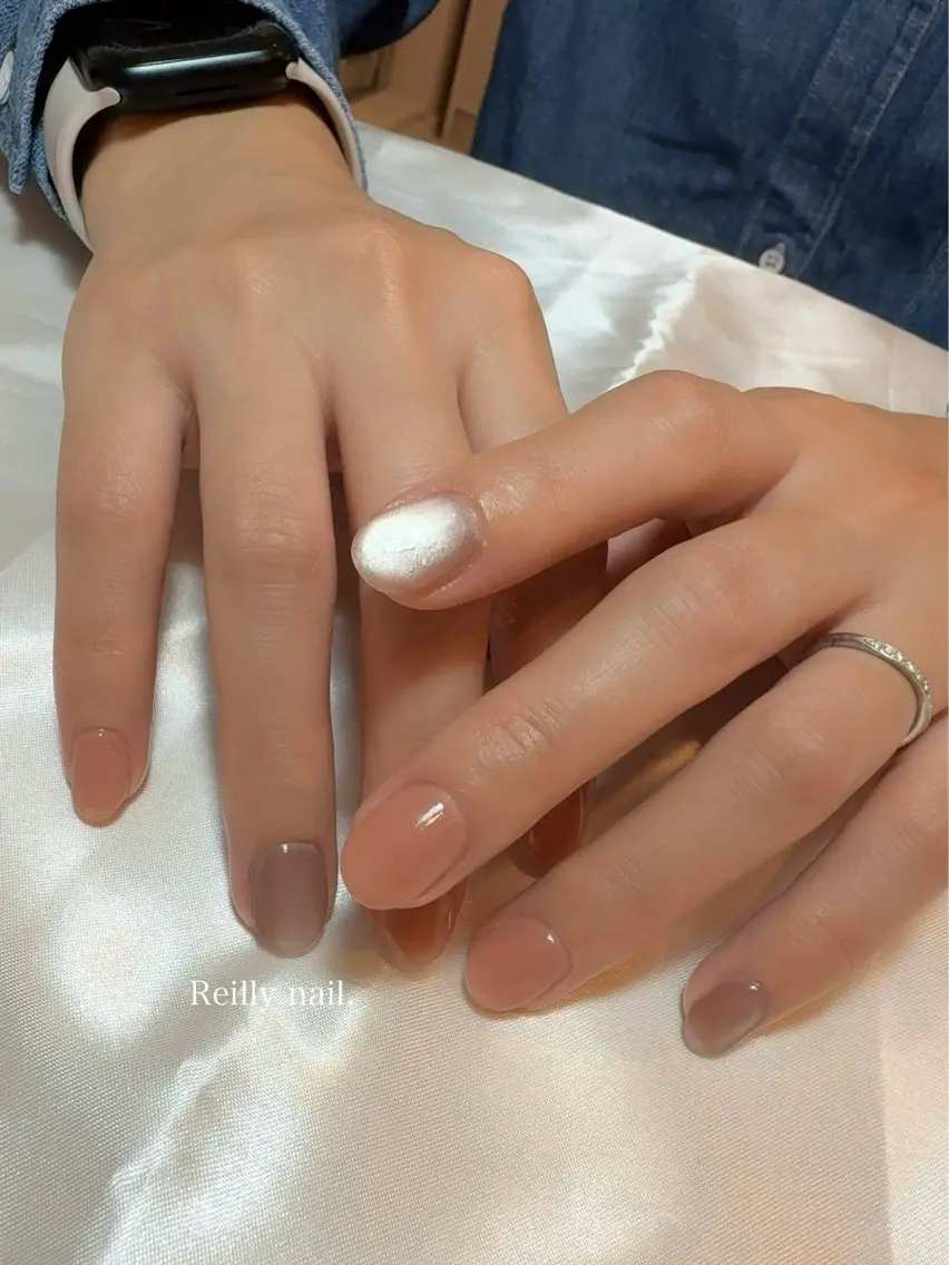 ネイル クリアネイル フラッシュネイル フレンチネイル ジェルネイル マグネットネイル Reillynail みさきのネイルデザイン