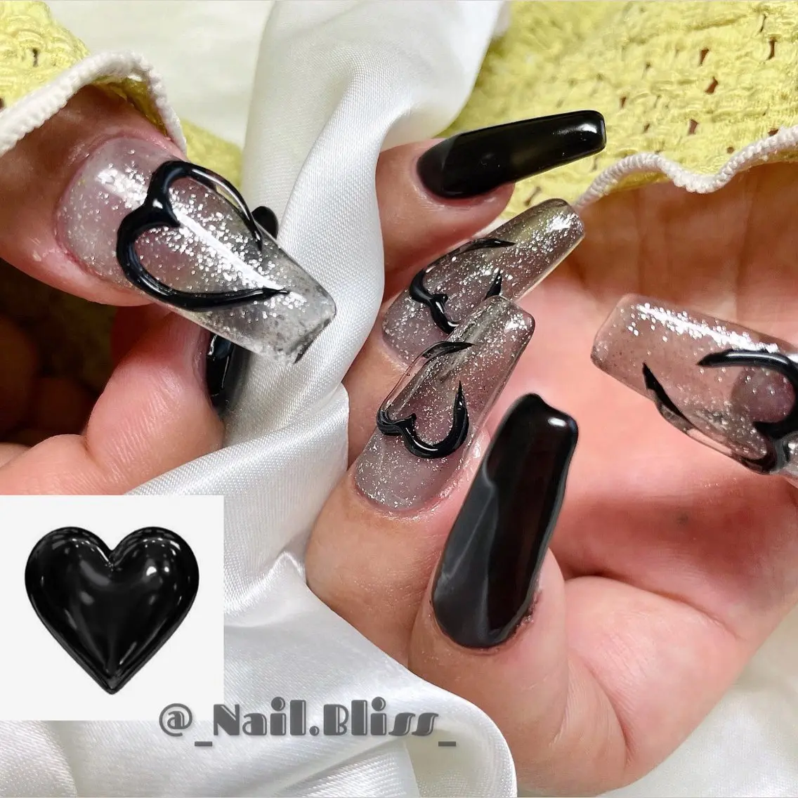 ネイル クリアネイル ハート ぷっくりネイル スカルプネイル ハンドネイル NAIL BLISSのネイルデザイン