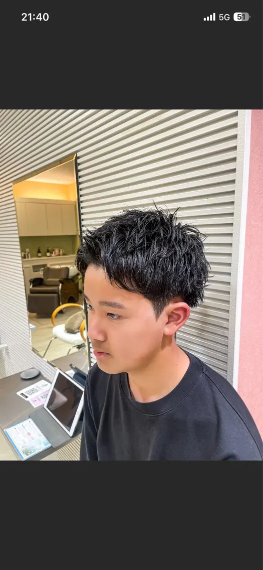 メンズ フェザーパーマ🧢 清潔感/池田梨紗のヘアスタイル
