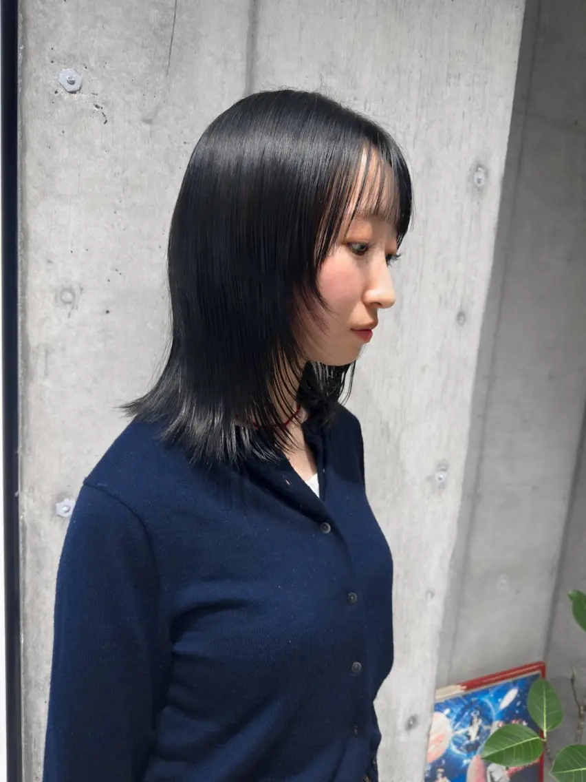 セミロング カラー 黒髪 柔め透明感血色カラー 暖色/レイヤー/ゆいのヘアスタイル