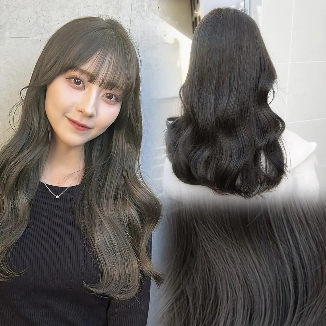 💚オリーブ系限定メニュー💚ブリーチなしダブルカラー+1stepトリートメント#韓国#デザインカラーの写真