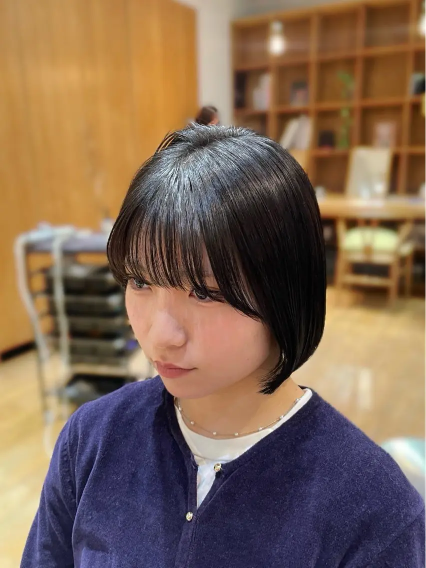 ショート パーマ ボブ 縮毛矯正 カット 縮毛矯正 トリートメント 縮毛矯正/レイヤー 🌙児玉光瑠のヘアスタイル