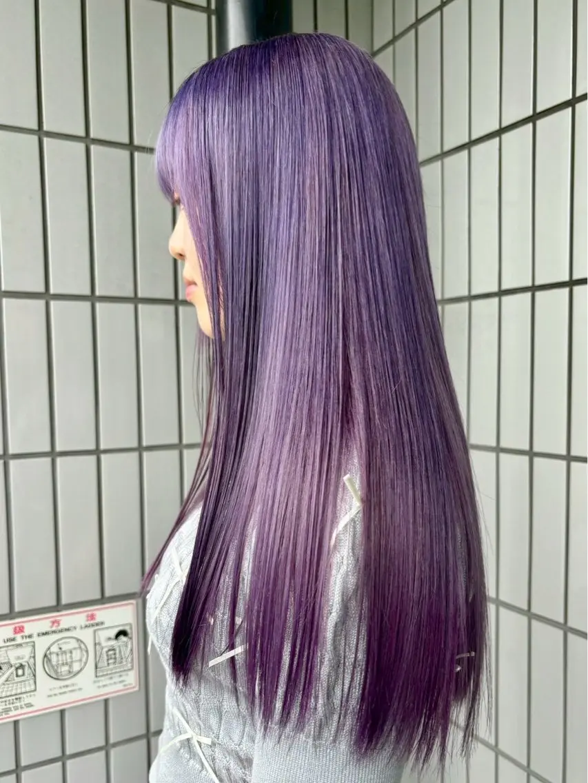 【ミニモ限定】 💜🪻透明感ラベンダーカラー🪻💜ケアブリーチ使用💫ブリーチ1回+髪質改善トリートメント✨の写真