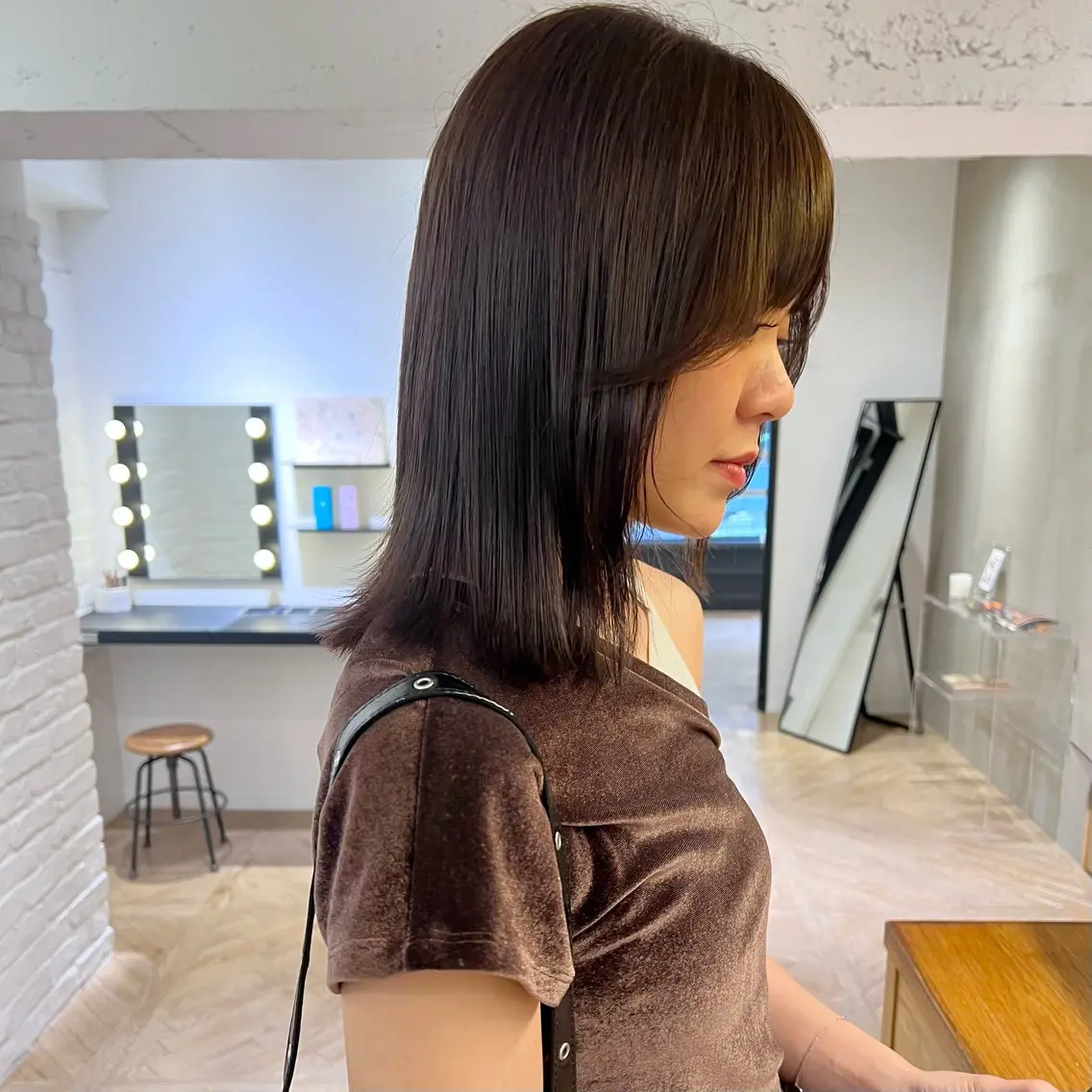 ミディアム カラー 透明感カラー カット ヘアカラー レイヤー/縮毛矯正/ 暖色/mao🎀のヘアスタイル