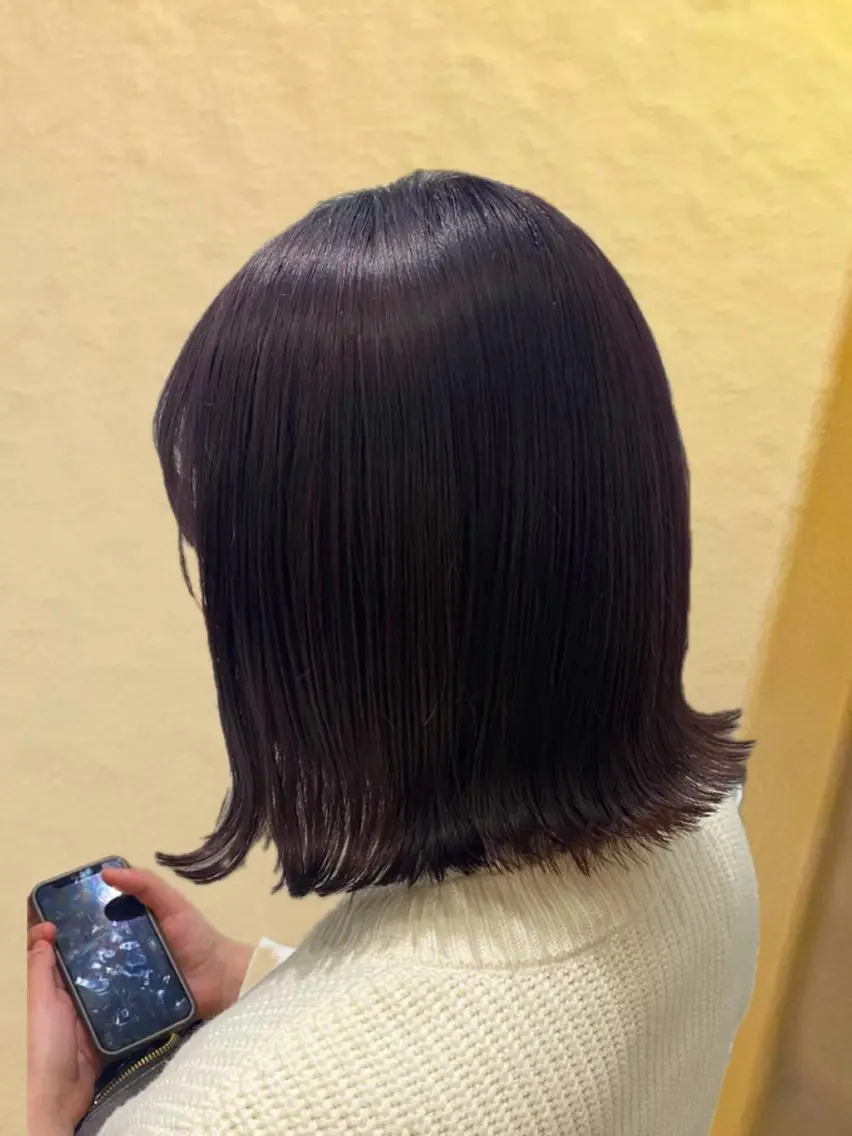 ショート カラー ブリーチ 透明感カラー ラベンダーカラー ボブ カット トリートメント 暖色カラー✨️ 門内 梨真のヘアスタイル
