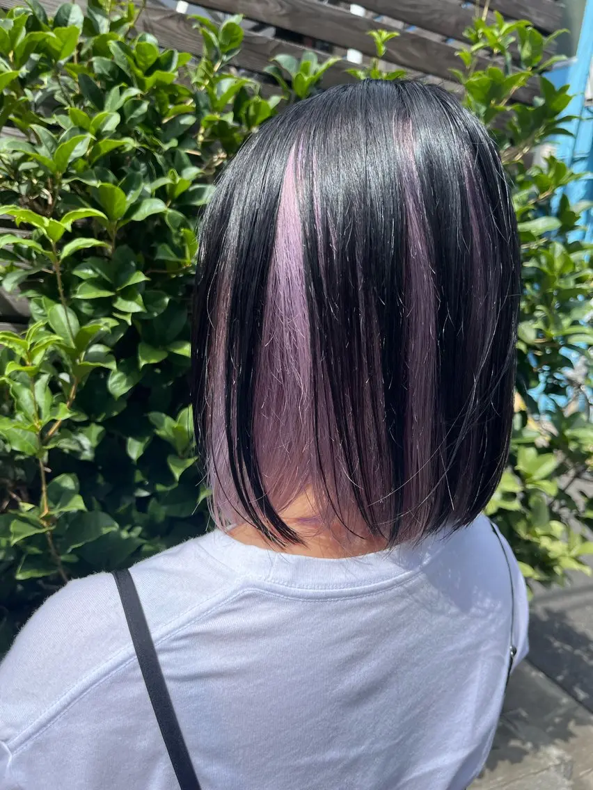 インナー多めの☂️アンブレラカラー☂️チラ見えがかわいいオシャレデザインカラー💄高発色髪質改善カラー付き💫の写真