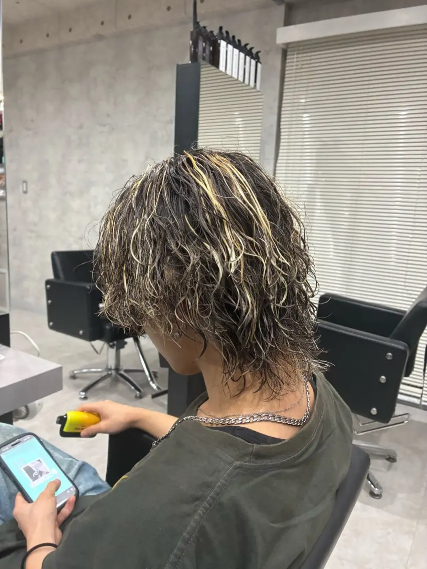 セミロング パーマ メンズ カット パーマ メンズ特化美容師/ 四辻 凱斗のヘアスタイル