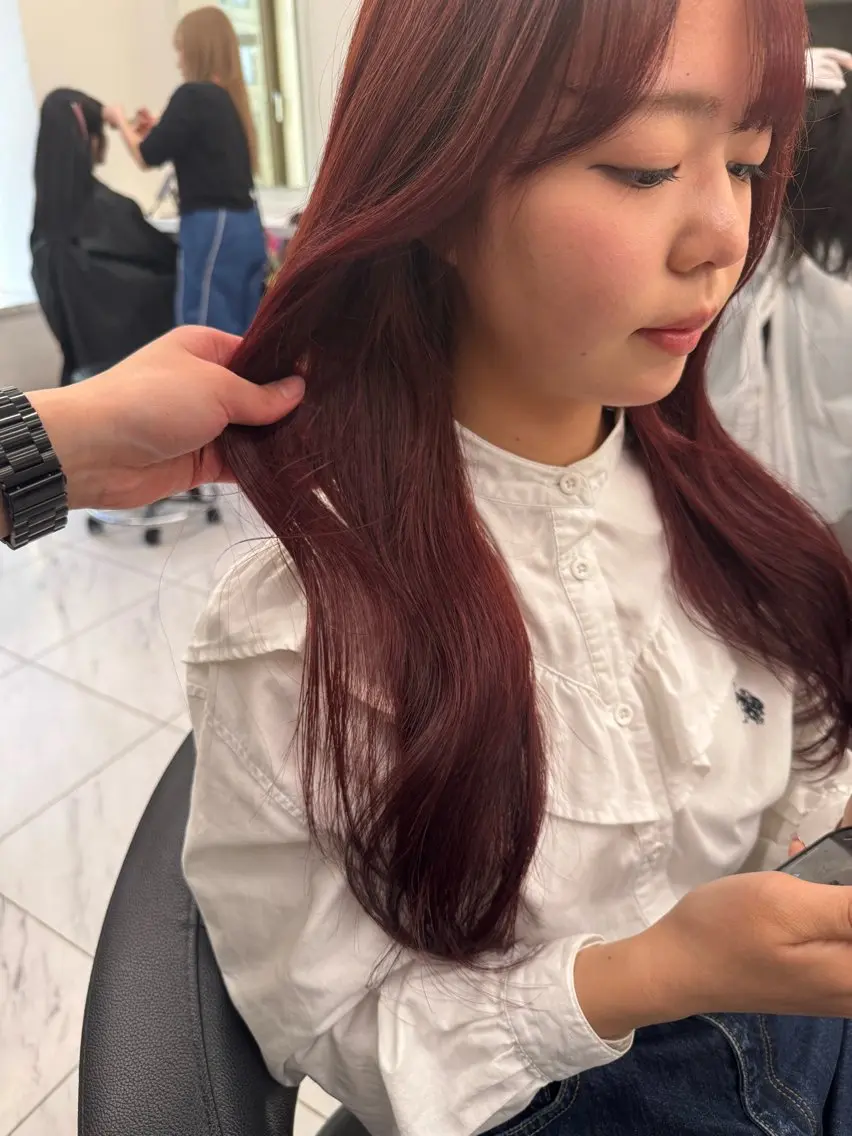 ロング カラー パーマ ヘアアレンジ メンズ キッズ 韓国系🇰🇷🩶 艶暗髪/MEIのヘアスタイル