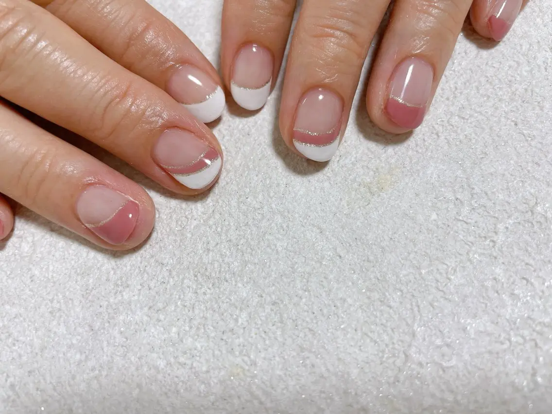 ネイル オーロラネイル フットネイル フレンチネイル ジェルネイル 韓国ネイル mogunail &blowのネイルデザイン