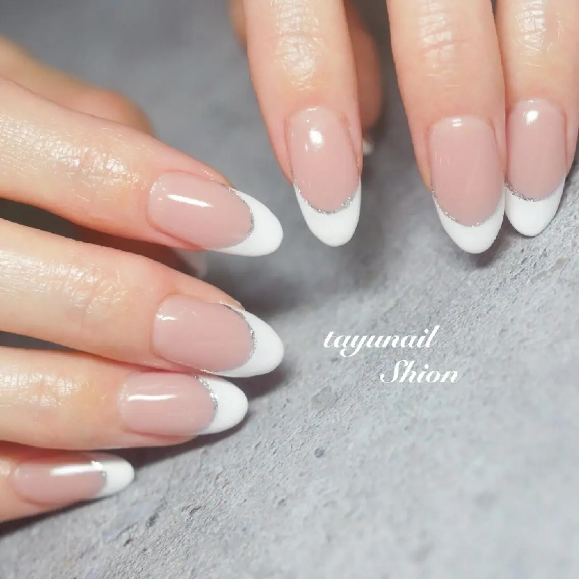 ネイル ブルー フレンチネイル ジェルネイル パラジェル シンプルネイル ネイルサロン 【たゆnail】のネイルデザイン