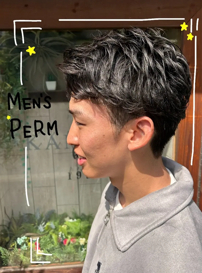 パーマ メンズ カット パーマ 五十嵐 未悠のヘアスタイル