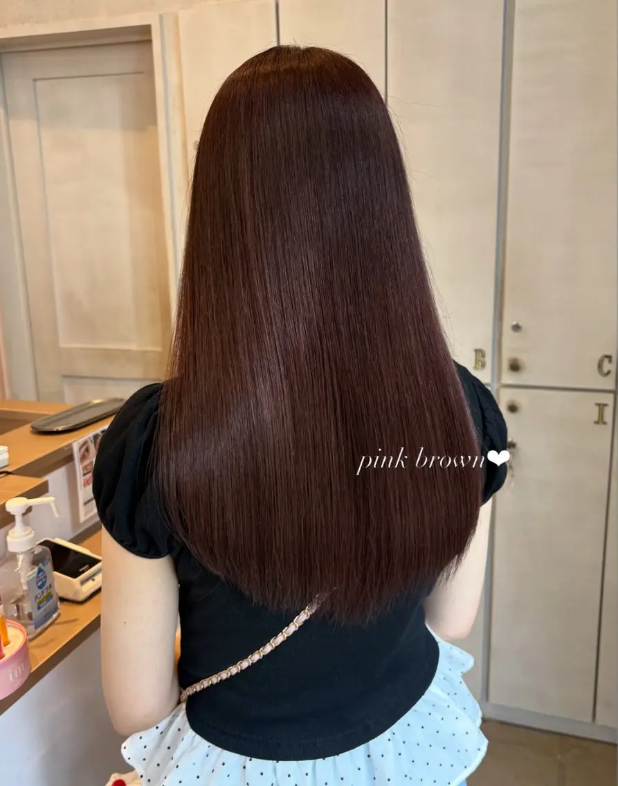 カラー ブラウンカラー ピンクカラー Miu 名古屋ピンク ボブモデル募集のヘアスタイル