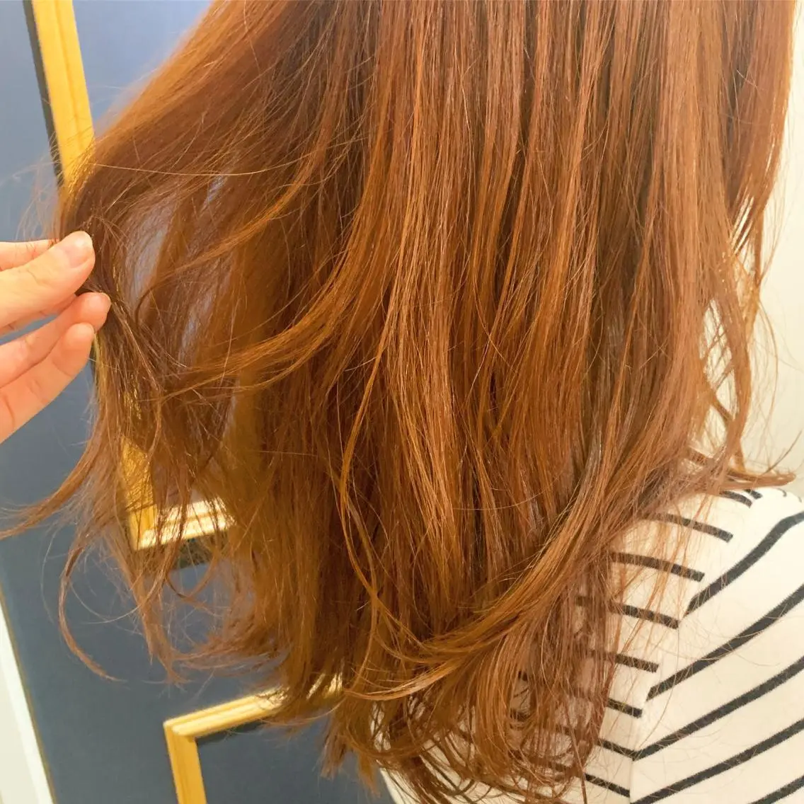 セミロング カラー ブリーチ ブラウンカラー ブリーチなしカラー オレンジ オレンジブラウン HARUKA ⭐️モデル募集中⭐️のヘアスタイル