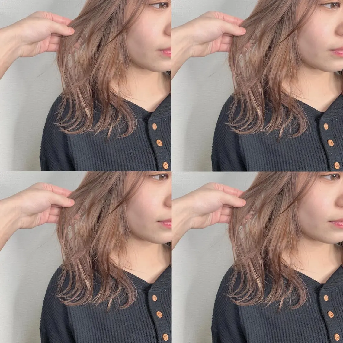 セミロング ハイライト ヘアカラー 袴田 伊代のヘアスタイル