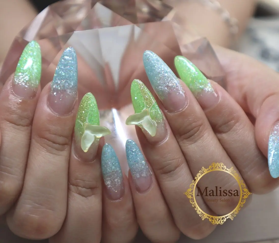 ネイル ラメ(グリッター) ハンドネイル Malissa　 スカルプ&深爪歓迎◎のネイルデザイン
