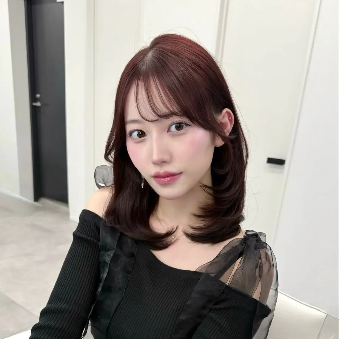 ミディアム カラー ヘアカラー トリートメント ヘアセット ゆうさ ❥ ボブ ショート 髪質改善のヘアスタイル
