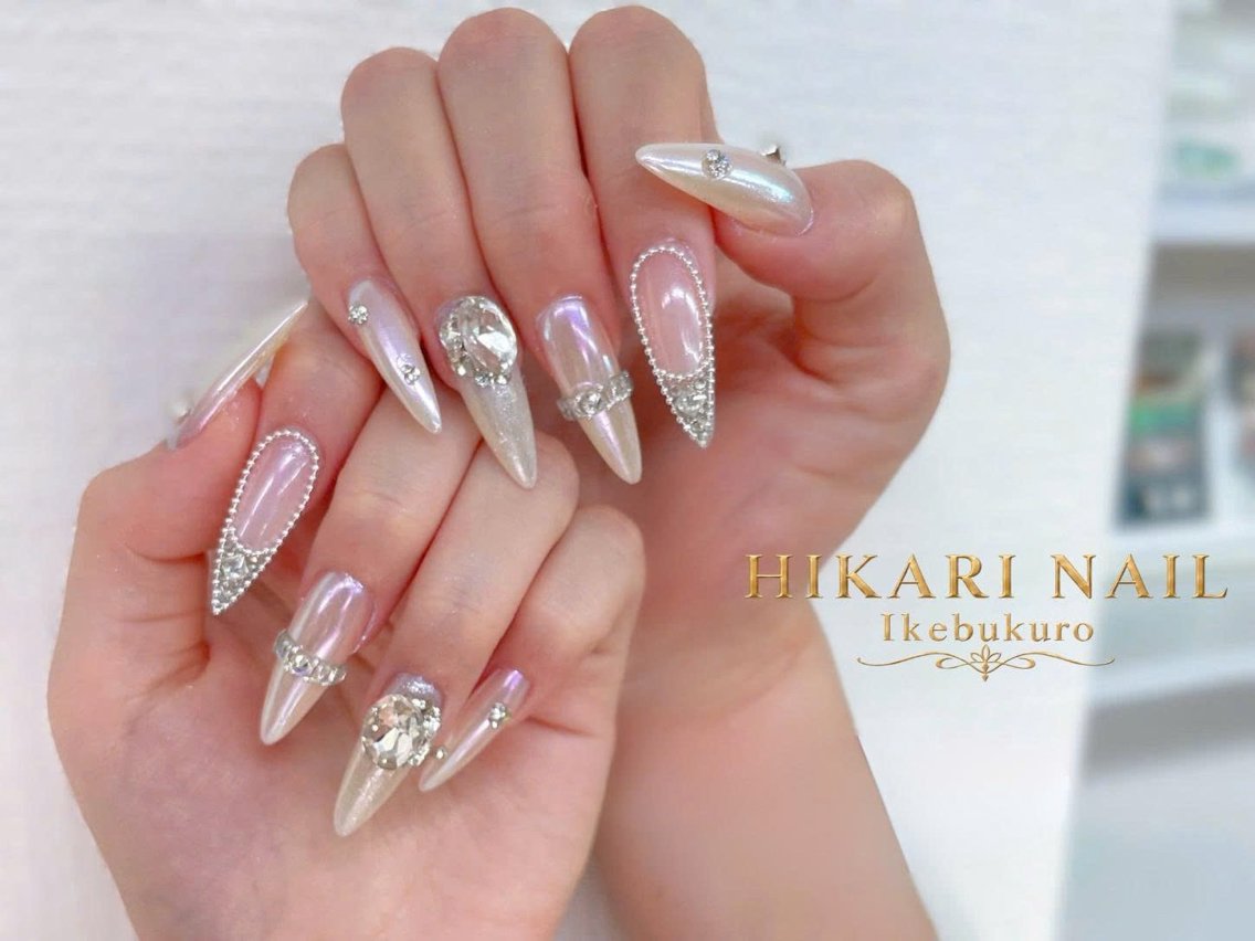 ネイル チークネイル 長さ出し フレンチネイル ガーリー ハロウィン ハンドネイル HikariNail Ikebukuroのネイルデザイン
