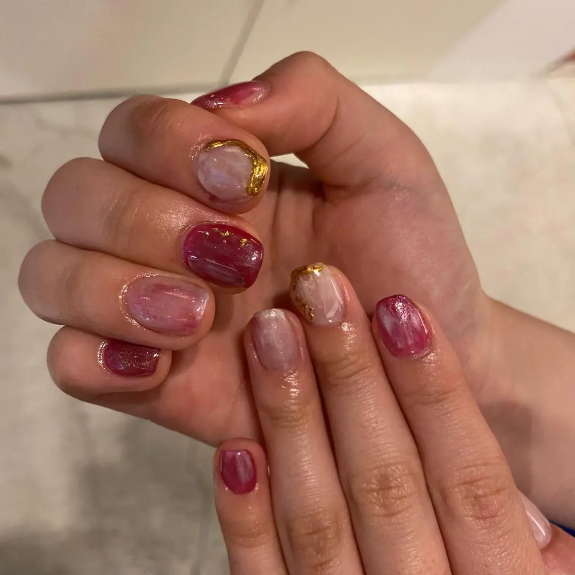 ネイル ニュアンスネイル ピンク daisy lash天王寺　池阪のマツエク・マツパデザイン