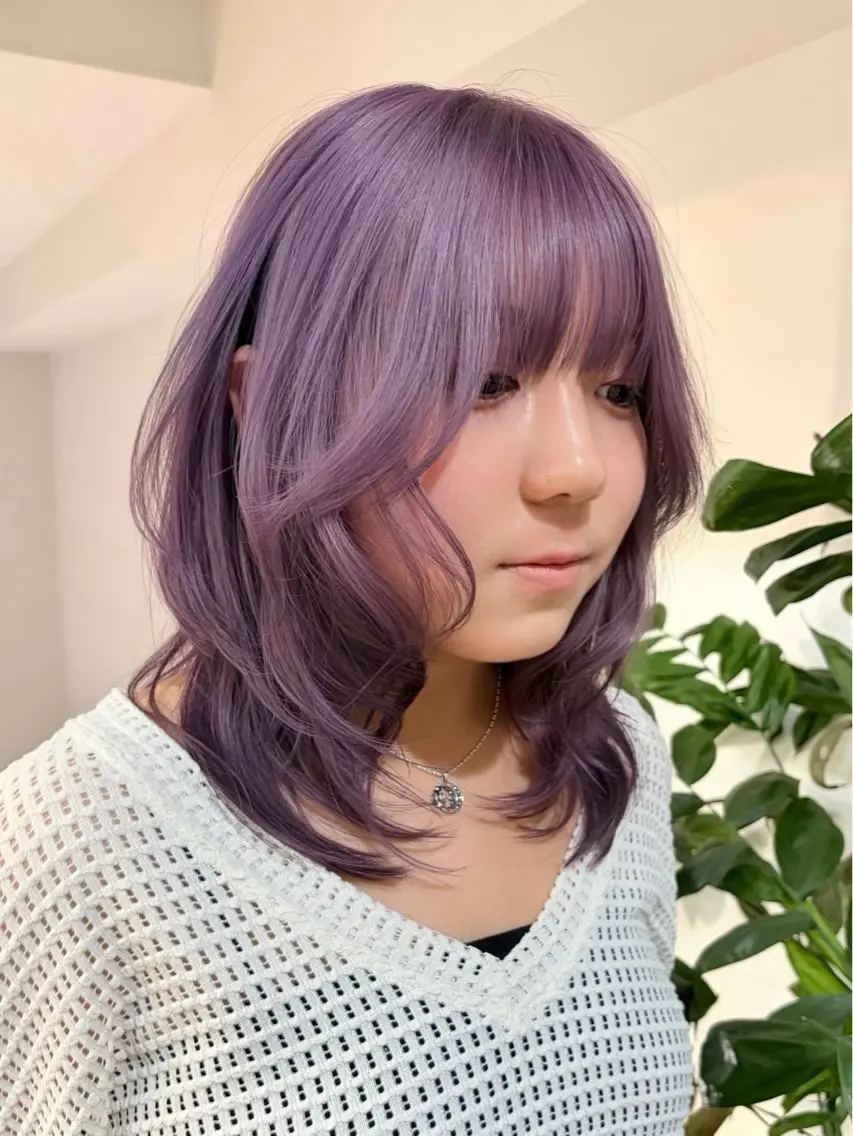 ミディアム カラー ヘアカラー トリートメント ハッシュカット&艶々 ハイトーン/ミワのヘアスタイル