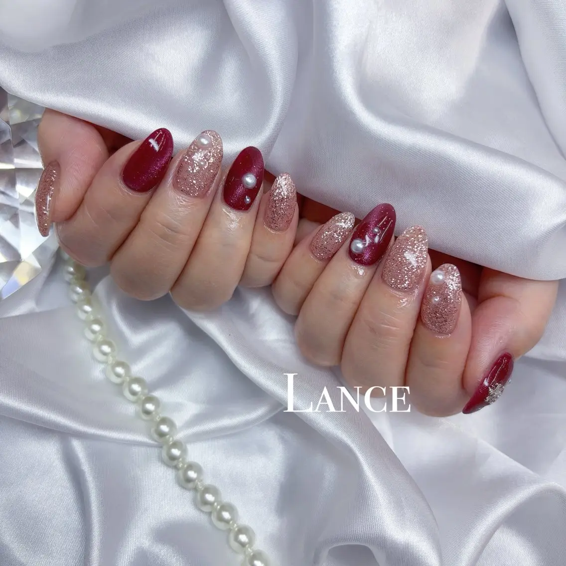 ネイル オーロラネイル フットネイル フレンチネイル ガラスフレンチ 氷ネイル・うるうるネイル ハンドネイル Lance nailのネイルデザイン