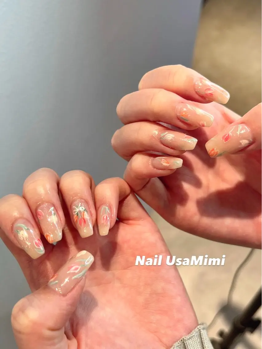 ネイル アートネイル フラワーネイル ジェルネイル キラキラネイル オフィスネイル ハンドネイル Nail Usa Mimi ASAKOのネイルデザイン