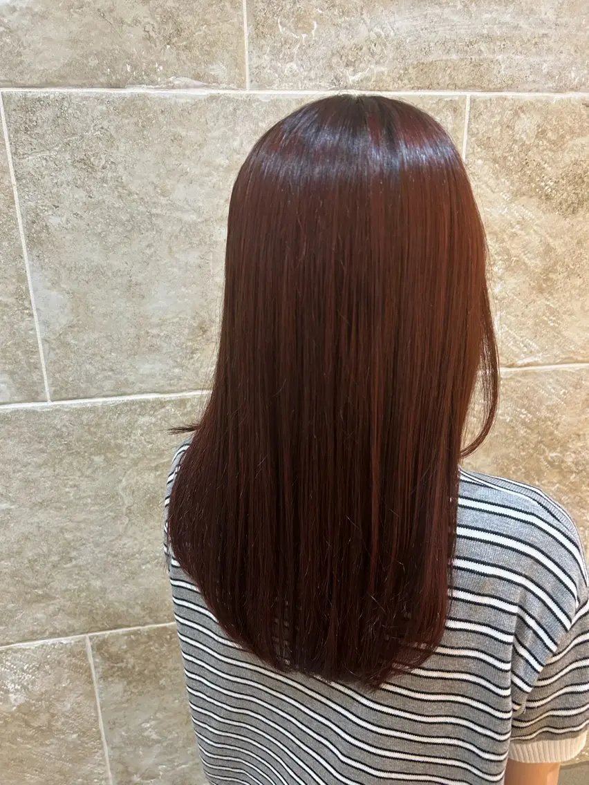 ミディアム カラー ブリーチ ブラウンカラー ブリーチなしカラー オレンジ オレンジブラウン ヘアカラー 長田 有紗のヘアスタイル