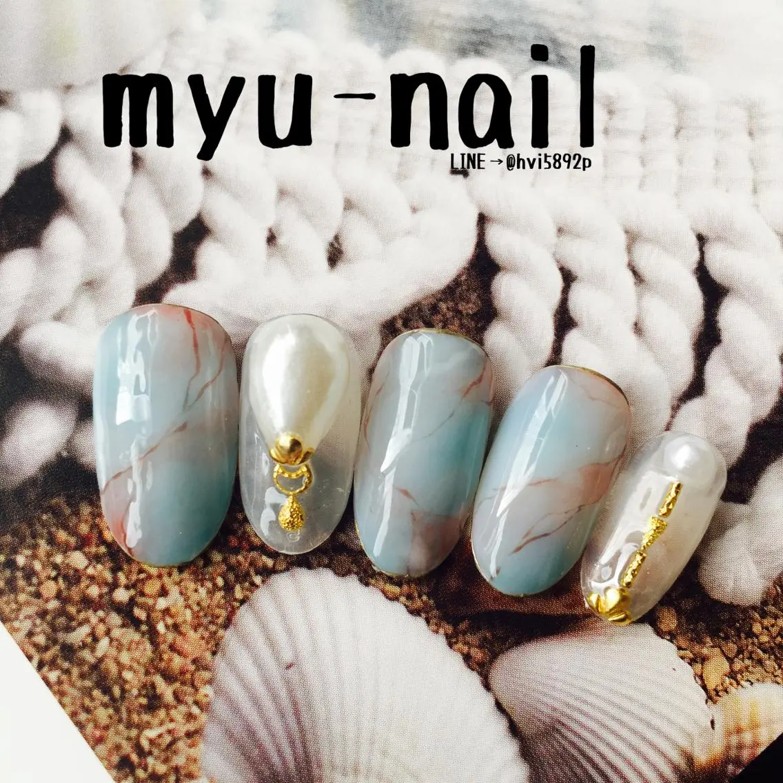 ネイル アートネイル ストーンネイル ハンドネイル ホームサロン myu-nailのネイルデザイン