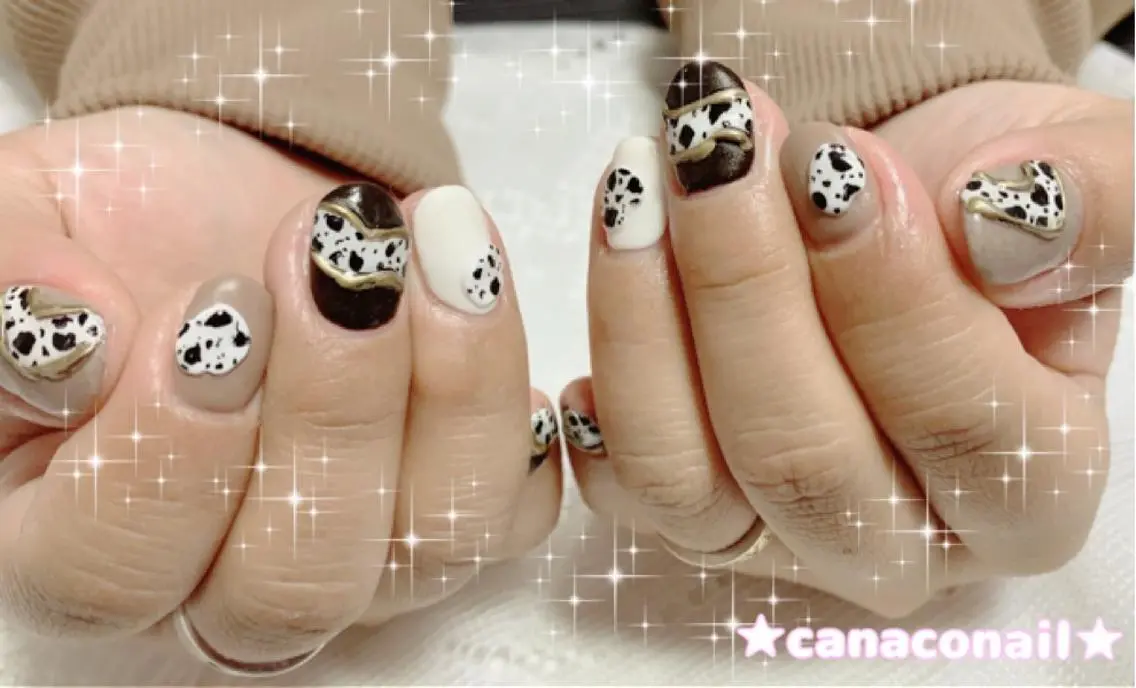 ネイル アニマル柄 アートネイル マットネイル ストーンネイル ハンドネイル ハンドケア ベテランネイル cnc nailのネイルデザイン